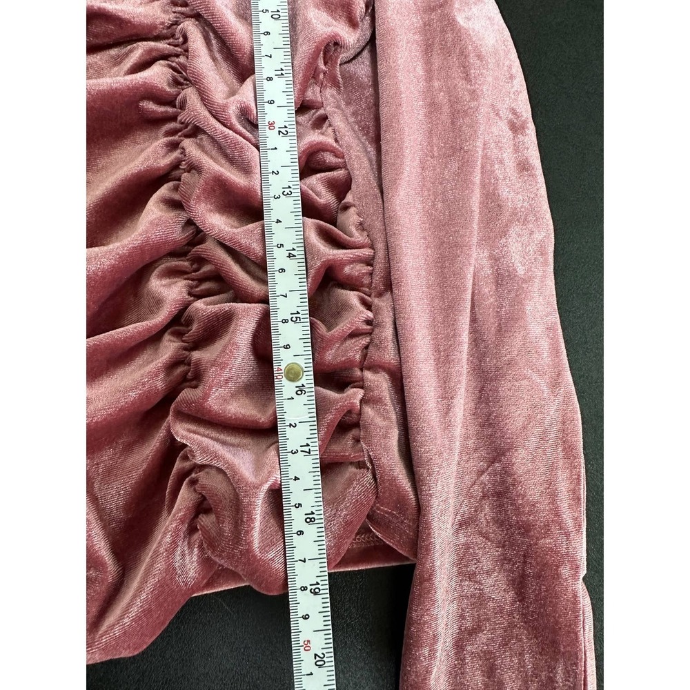 Love, Fire Womens Pink Velour Ruched Long Sleeve Top Whimsigoth Fairy NWT Sz XL - Picture 9 of 11